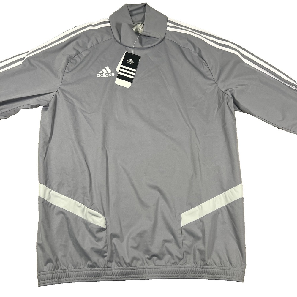 Adidas Mens M Gray Climastorm‎ Striped Activewear Mock Neck Pullover Top NWT